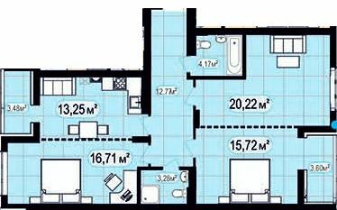 3-комнатная 93.2 м² в ЖК 7'я от 24 000 грн/м², с. Счастливое