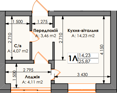1-кімнатна 25.87 м² в ЖК Бургундія від 24 650 грн/м², м. Ірпінь