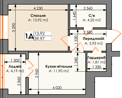 1-кімнатна 39.97 м² в ЖК Бургундія від 24 650 грн/м², м. Ірпінь