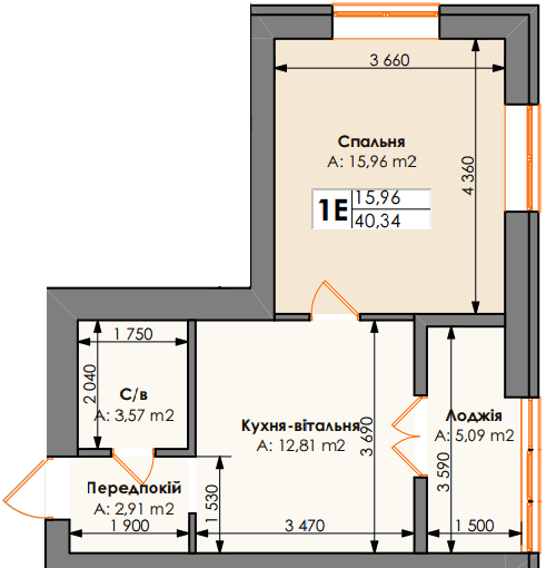 1-комнатная 40.34 м² в ЖК Бургундия от 24 650 грн/м², г. Ирпень
