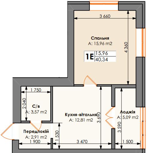 1-кімнатна 40.34 м² в ЖК Бургундія від 24 650 грн/м², м. Ірпінь