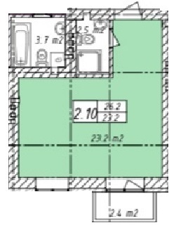 1-кімнатна 26.2 м² в ЖК Belveder City Smart від 17 900 грн/м², с. Гнідин