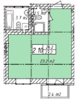 1-кімнатна 26.2 м² в ЖК Belveder City Smart від забудовника, с. Гнідин