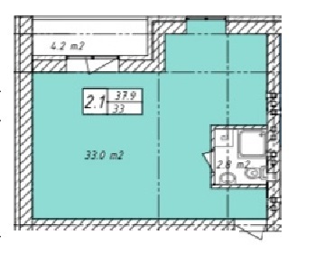 1-комнатная 37.9 м² в ЖК Belveder City Smart от застройщика, с. Гнедин