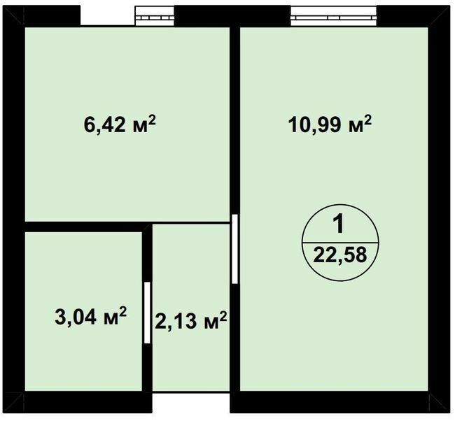 1-кімнатна 22.58 м² в ЖК Aura Center від 25 250 грн/м², с. Крюківщина