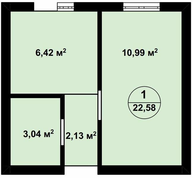 1-комнатная 22.58 м² в ЖК Aura Center от 21 300 грн/м², с. Крюковщина