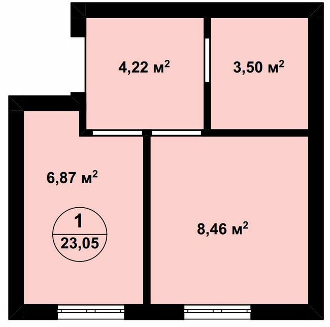 1-комнатная 23.05 м² в ЖК Aura Center от 25 250 грн/м², с. Крюковщина