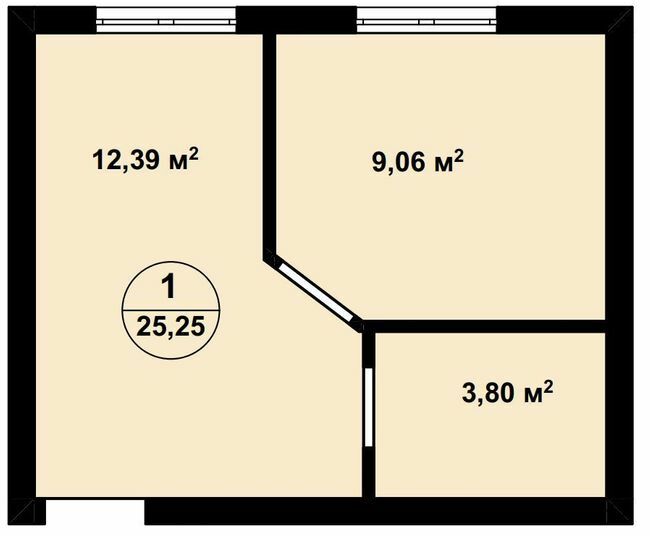 1-комнатная 25.25 м² в ЖК Aura Center от 21 300 грн/м², с. Крюковщина