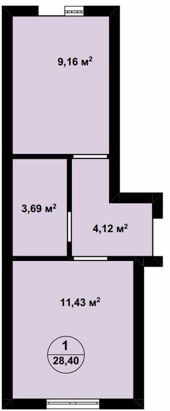 1-комнатная 28.4 м² в ЖК Aura Center от 21 300 грн/м², с. Крюковщина