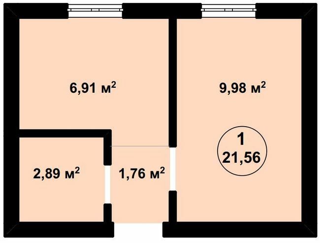 1-комнатная 21.56 м² в ЖК Aura Center от 22 600 грн/м², с. Крюковщина