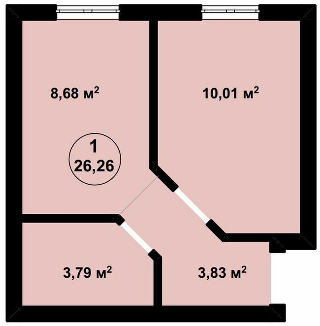 1-кімнатна 26.26 м² в ЖК Aura Center від 22 600 грн/м², с. Крюківщина