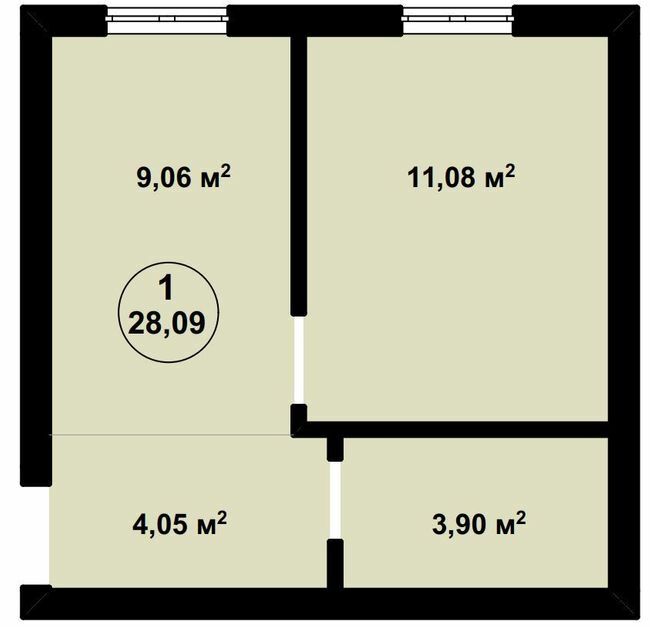 1-кімнатна 28.09 м² в ЖК Aura Center від 22 600 грн/м², с. Крюківщина