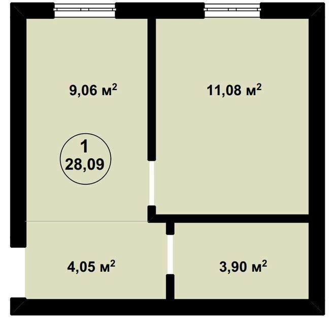 1-комнатная 28.09 м² в ЖК Aura Center от 22 600 грн/м², с. Крюковщина