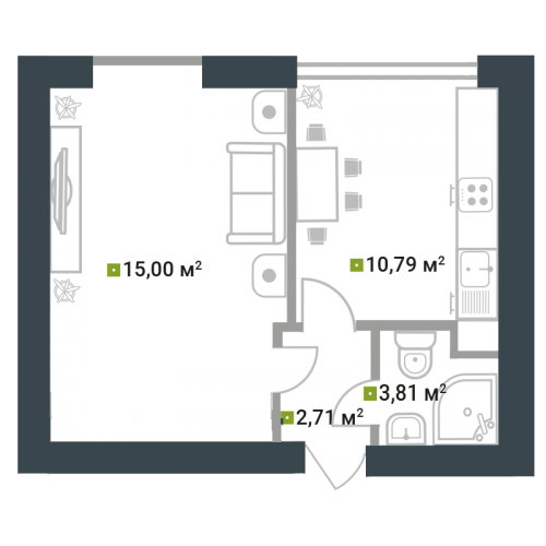 1-комнатная 32.31 м² в ЖК Idilika от 21 850 грн/м², г. Буча