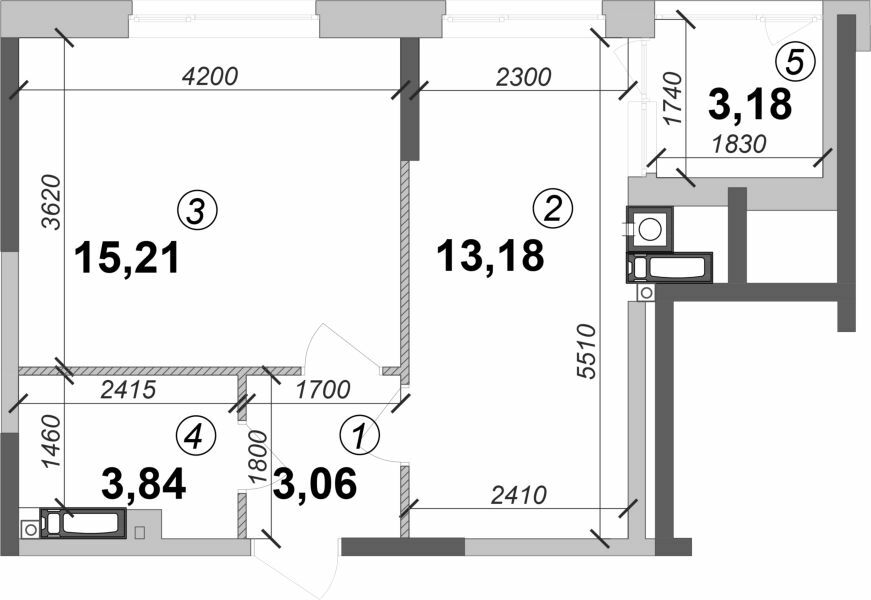 1-комнатная 38.47 м² в ЖК Оптимісто от 30 000 грн/м², с. Гатное