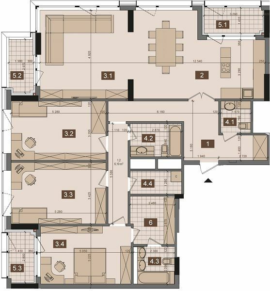 3-комнатная 164.8 м² в ЖК Tetris Hall от 88 900 грн/м², Киев