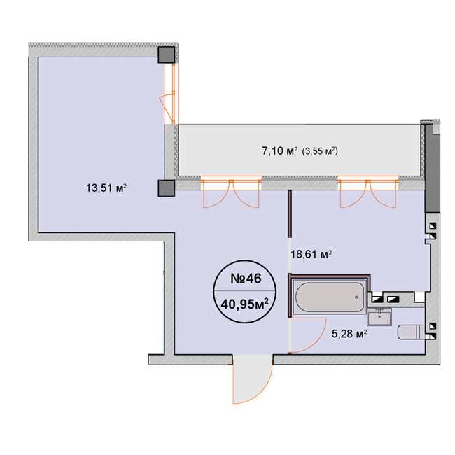 1-кімнатна 40.95 м² в ЖК Фелічіта від 32 000 грн/м², Харків