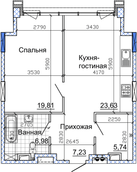 1-кімнатна 65.26 м² в ЖК Nebo від 40 200 грн/м², Дніпро