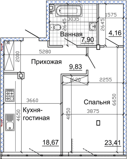 1-комнатная 65.67 м² в ЖК Nebo от 40 200 грн/м², Днепр