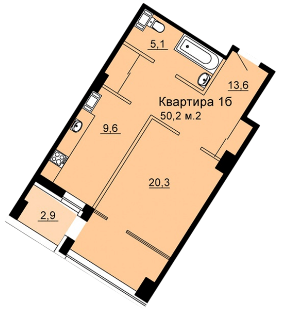 1-кімнатна 50.2 м² в ЖК SkyCity від забудовника, Дніпро