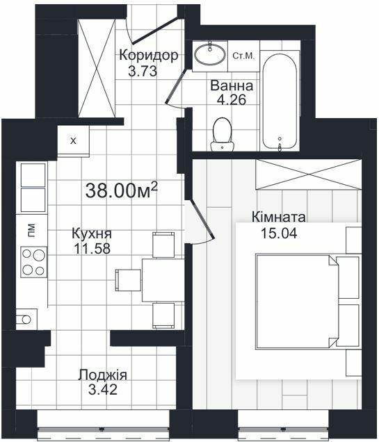 1-комнатная 38 м² в ЖК Compass от 24 000 грн/м², Черновцы