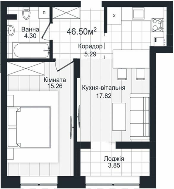 1-комнатная 46.5 м² в ЖК Compass от 24 000 грн/м², Черновцы