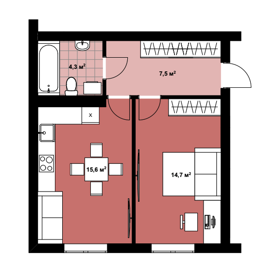 1-кімнатна 42.1 м² в КБ Positano Residence від 22 700 грн/м², м. Ірпінь