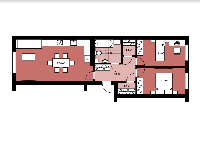 2-комнатная 62 м² в КД Positano Residence от 29 400 грн/м², г. Ирпень
