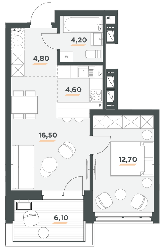 1-кімнатна 45.9 м² в ЖК 31 від 49 000 грн/м², Київ