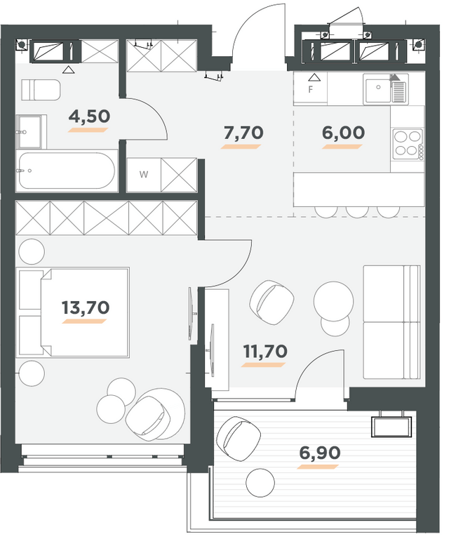 1-кімнатна 47 м² в ЖК 31 від 49 000 грн/м², Київ