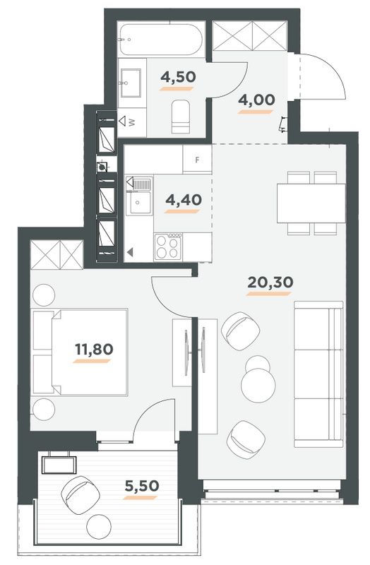 1-кімнатна 47.8 м² в ЖК 31 від 49 000 грн/м², Київ