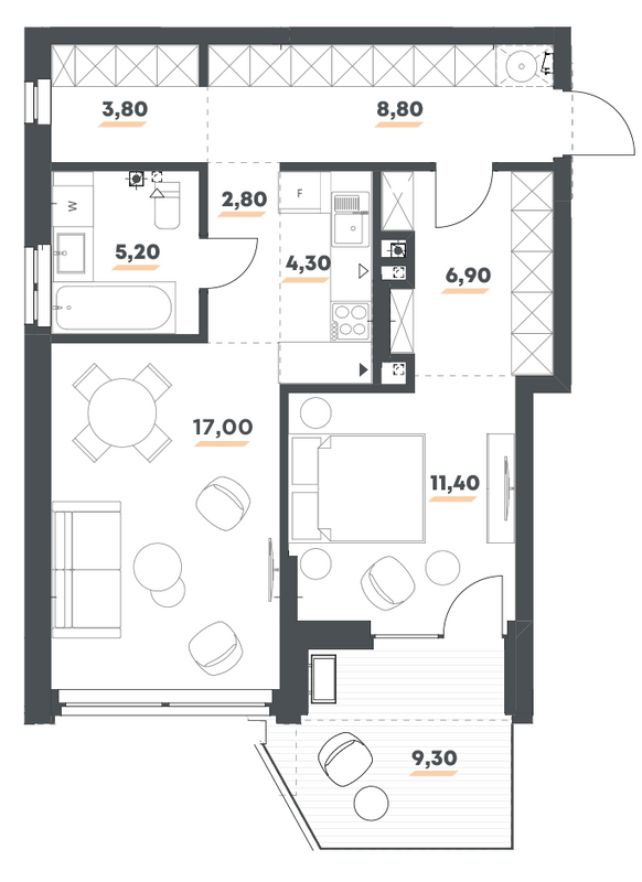 1-кімнатна 63 м² в ЖК 31 від 39 900 грн/м², Київ