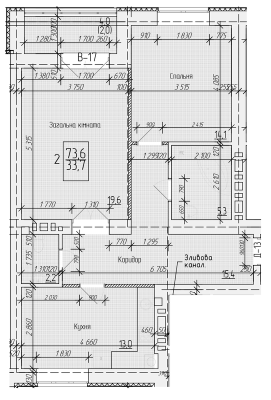 2-комнатная 73.6 м² в ЖК на ул. Петра Калнышевского от 16 000 грн/м², г. Кременчуг