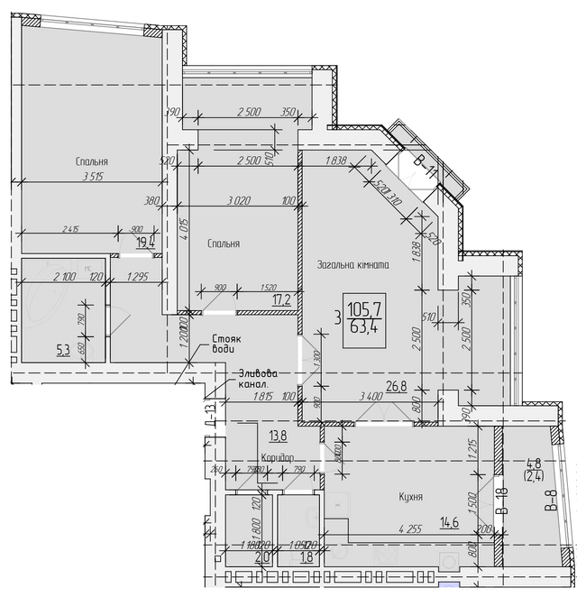 3-комнатная 105.7 м² в ЖК на ул. Петра Калнышевского от 16 000 грн/м², г. Кременчуг