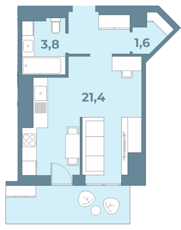 1-кімнатна 33.2 м² в ЖК Kyiv Sky від 23 950 грн/м², Луцьк