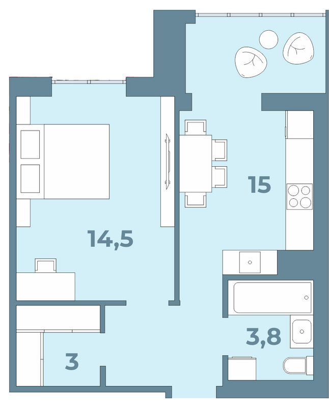 1-кімнатна 40.6 м² в ЖК Kyiv Sky від 23 950 грн/м², Луцьк