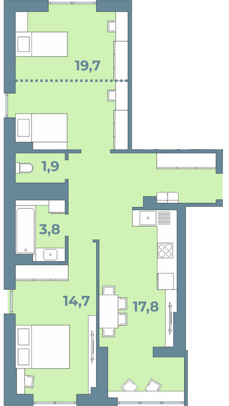 2-кімнатна 69 м² в ЖК Kyiv Sky від 21 450 грн/м², Луцьк