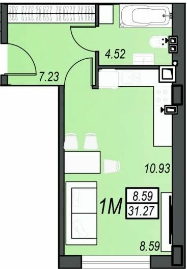 1-кімнатна 31.27 м² в ЖК Sunrise City від 23 350 грн/м², м. Чорноморск