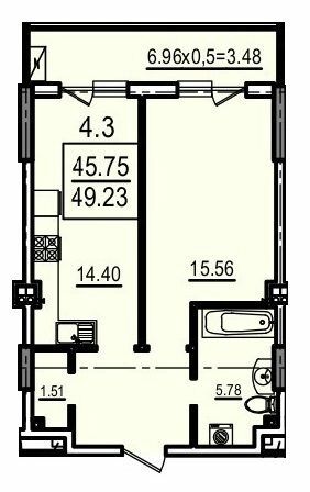 1-кімнатна 49.23 м² в Апарт-комплекс Каліпсо від 35 750 грн/м², Одеса