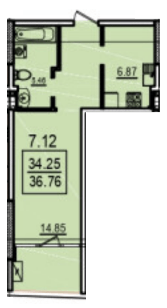 1-комнатная 36.76 м² в Апарт-комплекс Калипсо от 35 750 грн/м², Одесса