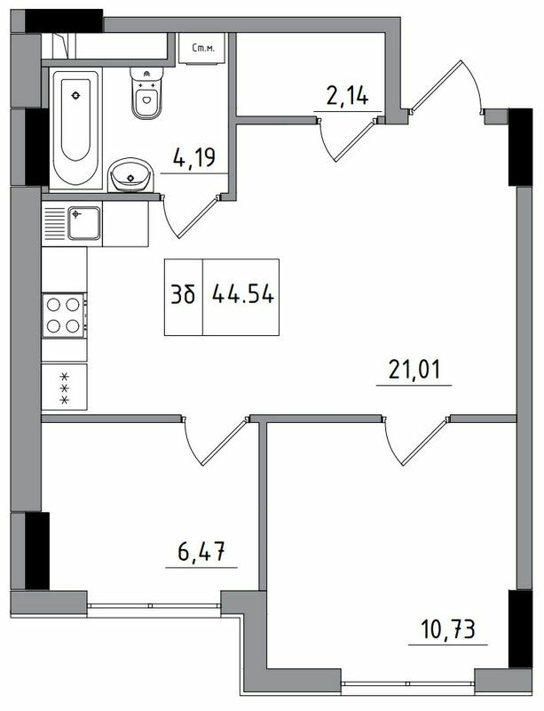 2-кімнатна 44.54 м² в ЖМ ARTVILLE від 17 700 грн/м², смт Авангард