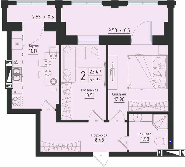 2-комнатная 63.28 м² в ЖК Avinion от 22 700 грн/м², Одесса