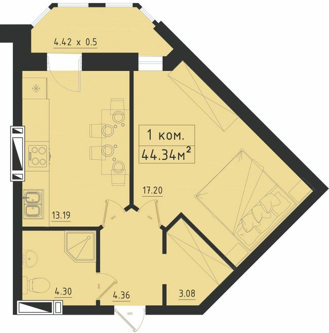 1-комнатная 49.11 м² в ЖК Avinion от 25 550 грн/м², Одесса