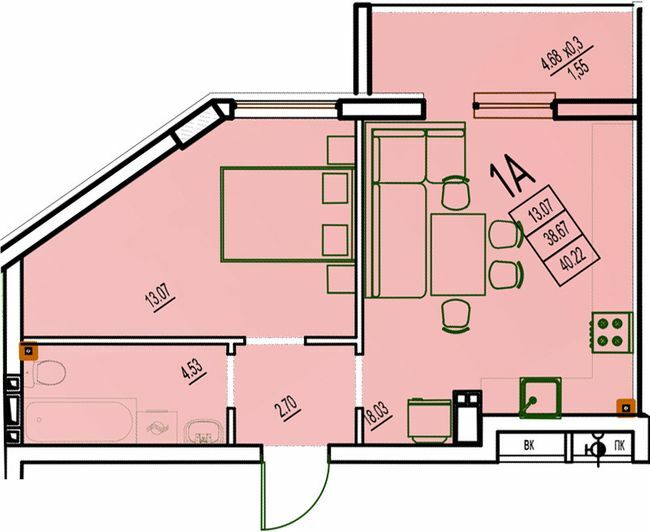 1-кімнатна 40.22 м² в ЖК DERBY Style House від 27 250 грн/м², Одеса