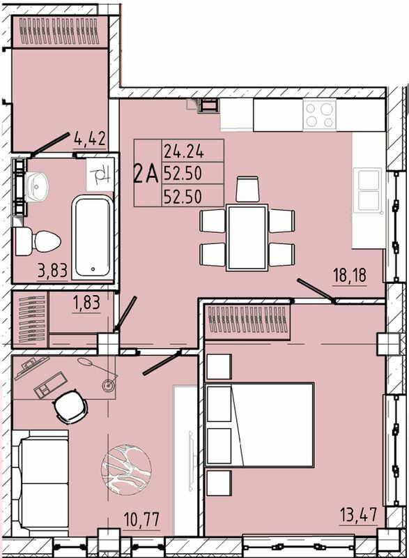 2-комнатная 50.4 м² в ЖК Graf на Педагогической от 34 050 грн/м², Одесса