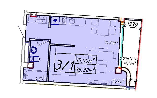 1-кімнатна 35.3 м² в ЖК Graf у моря від 42 600 грн/м², Одеса