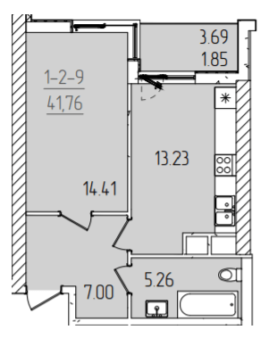 1-комнатная 41.76 м² в ЖК KADORR City от 23 700 грн/м², Одесса