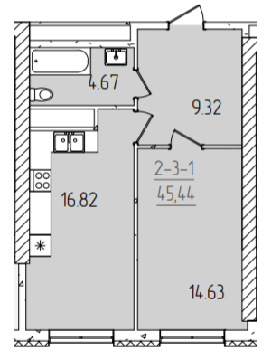 1-кімнатна 45.44 м² в ЖК KADORR City від 23 300 грн/м², Одеса