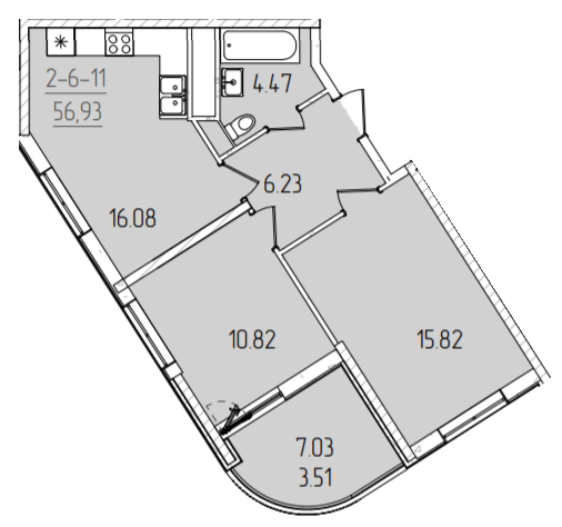 2-кімнатна 56.93 м² в ЖК KADORR City від 23 200 грн/м², Одеса