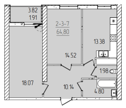 2-кімнатна 64.8 м² в ЖК KADORR City від 26 950 грн/м², Одеса